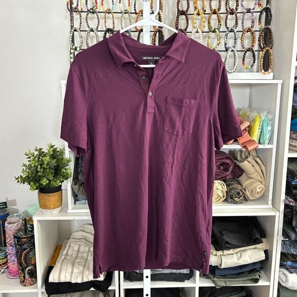 Michael Kors Purple Polo Shirt Classic Fit mens medium soft preppy fall classic - Picture 4 of 5